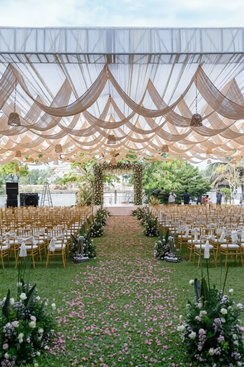 Kalinga Events - Outdoor wedding ceremony draping setup, Sambalpur Odisha